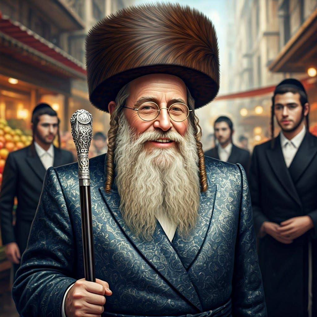 Beaming Jewish Man in Ornate Gold Glasses