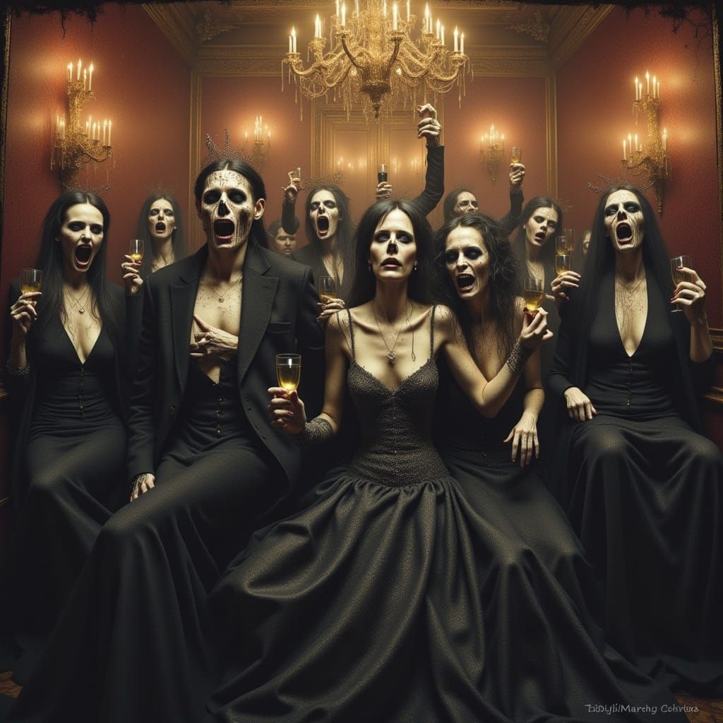 Monsters Celebrate New Year's Eve in Gouache Style