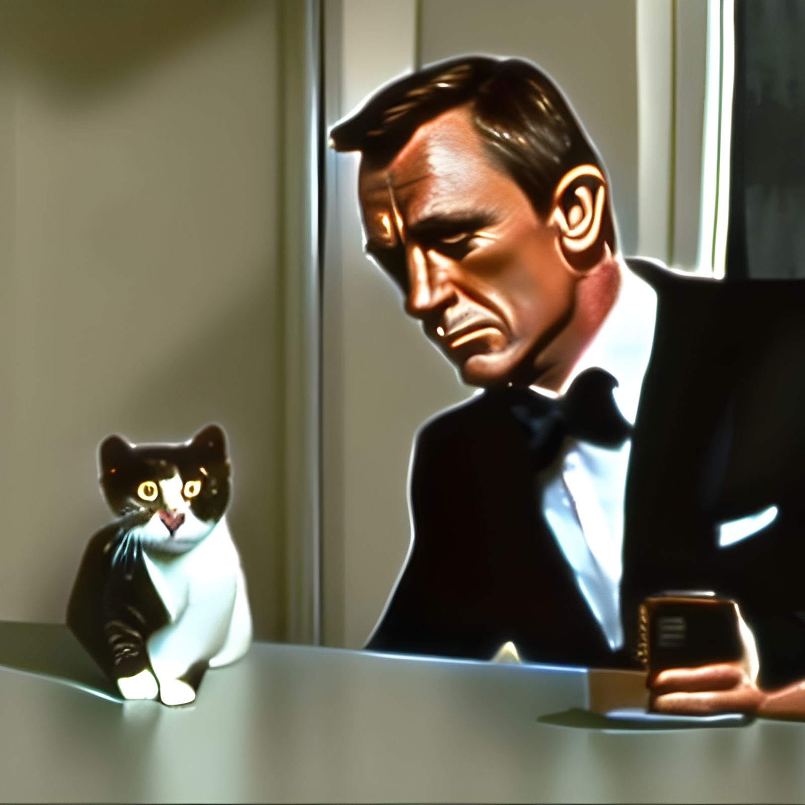 James Bond and a cat