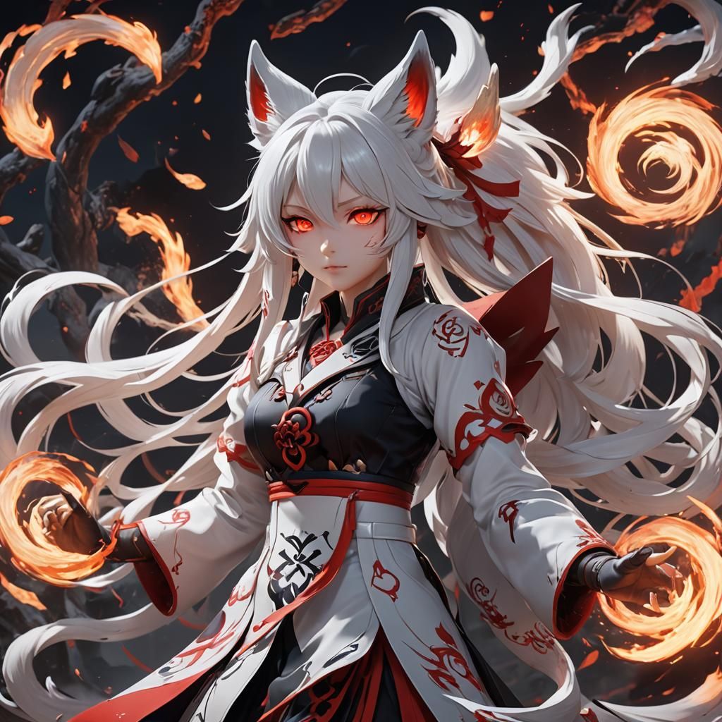 Sukuna possess a white hair kitsune girl