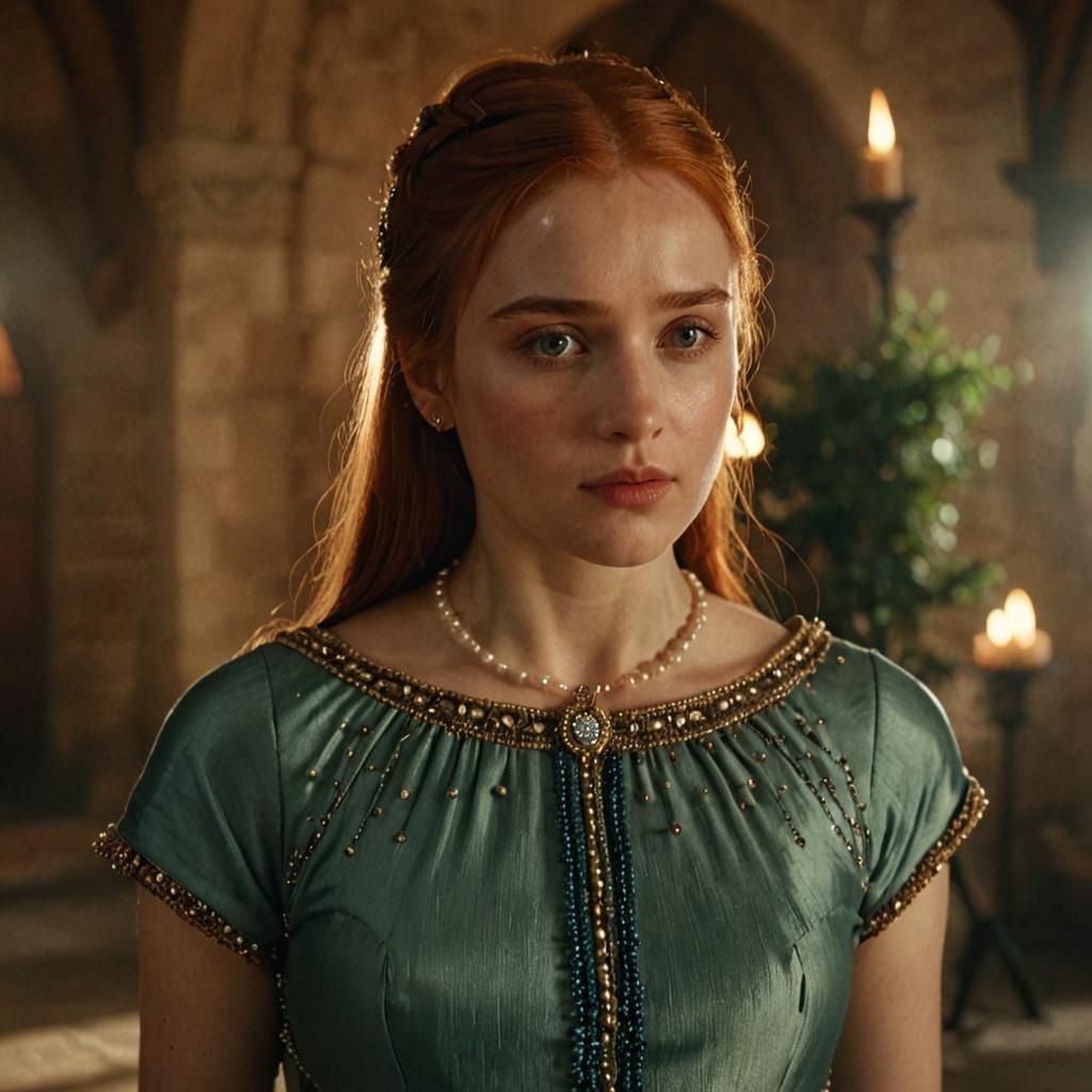 Medieval Noblewoman in Luxurious Attire