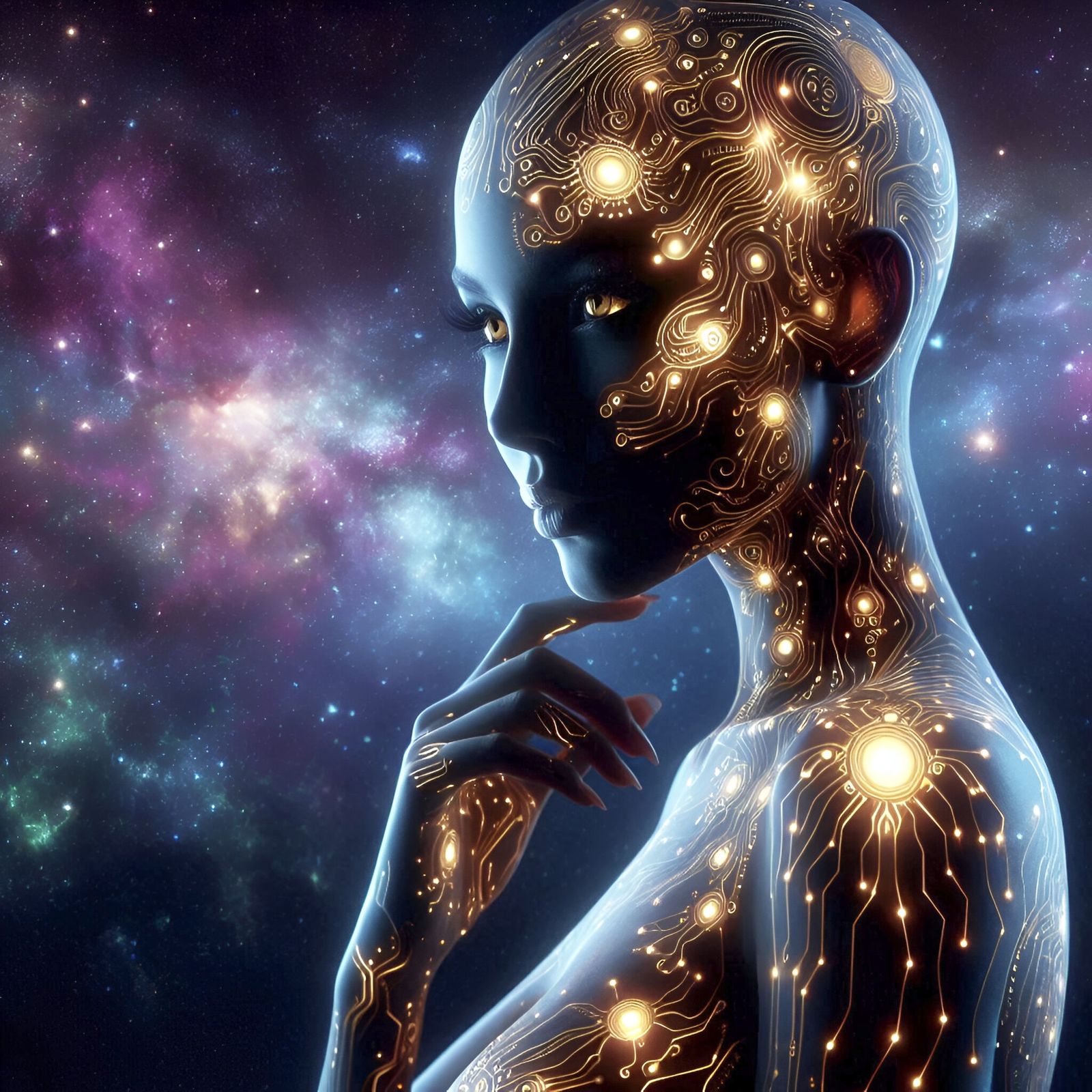 Cyberpunk cosmic woman