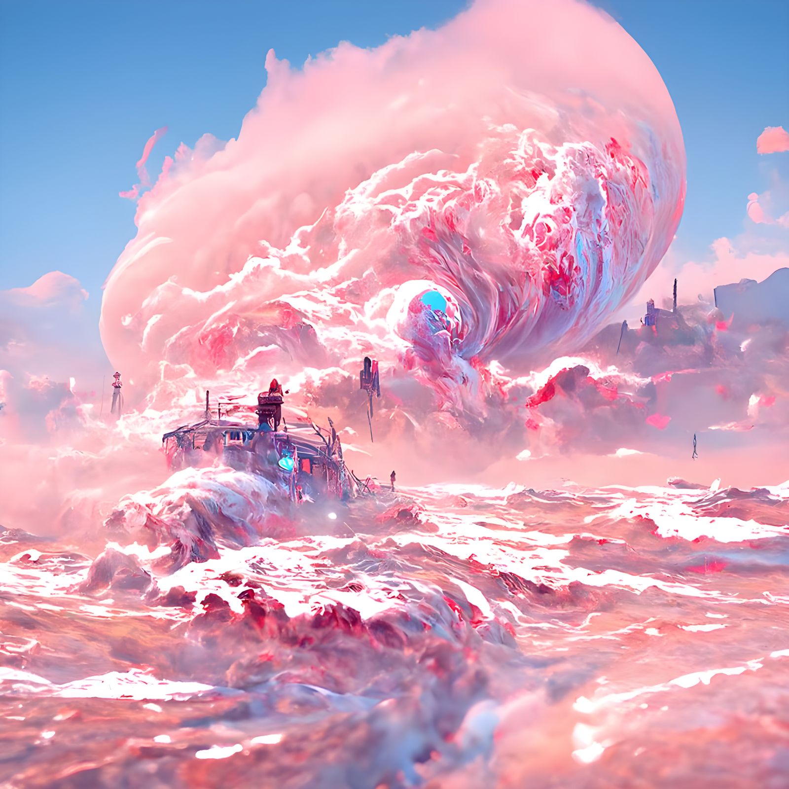 Ocean Maelstrom Digital Illustration in Hyperrealism