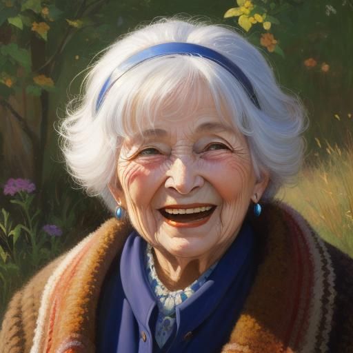 old woman full of joy 