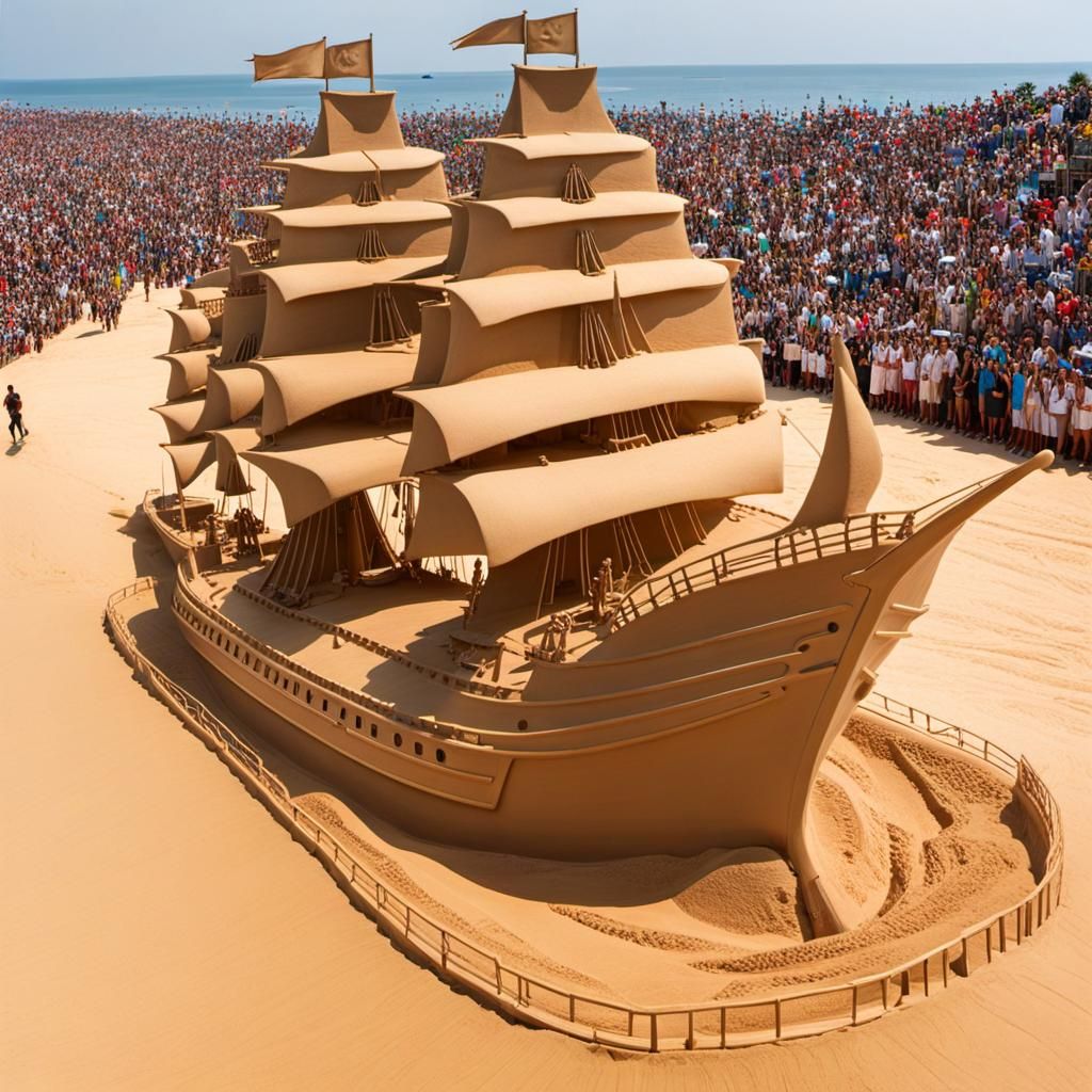 Sand sculpture of a picrate ship
