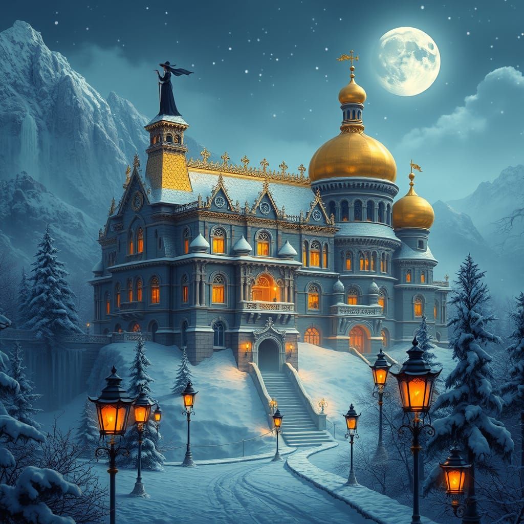 fantastic castle in winter kingdom  by @romano17