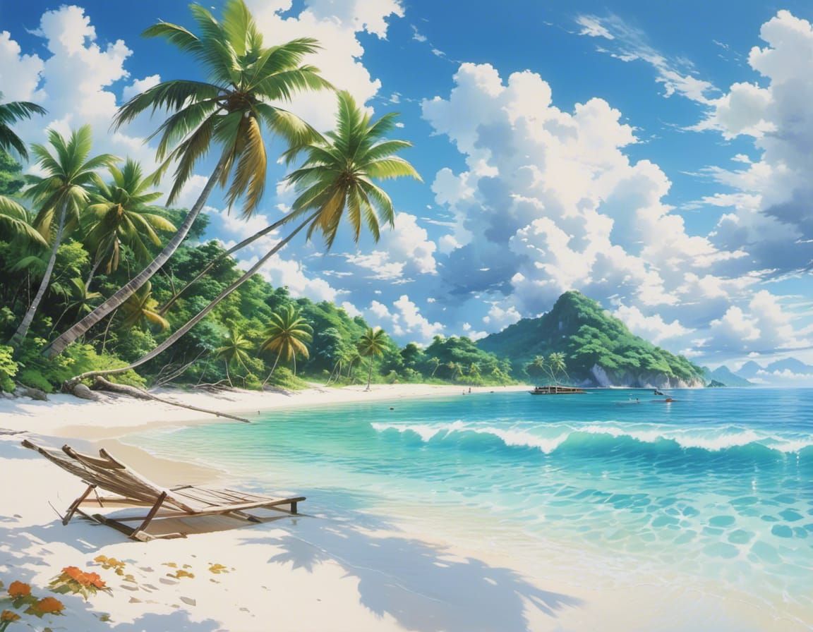 A gorgeous white sand beach paradise <lora:HD Wallpaper:1.0> 