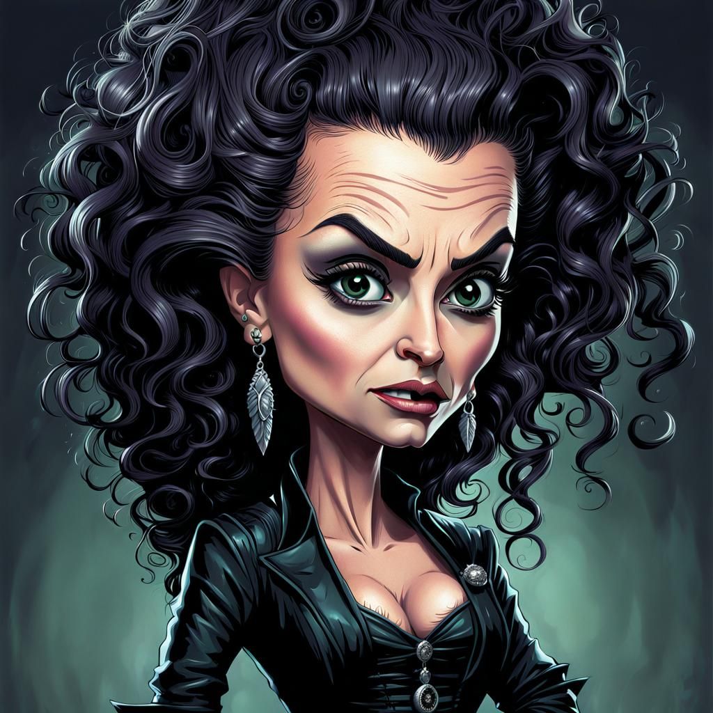 Wicked Bellatrix Lestrange caricature, hyperdetailed facial ...