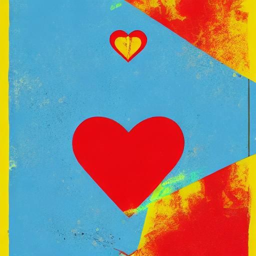 one heart. Screen print, pop art, splash screen art, triadic...