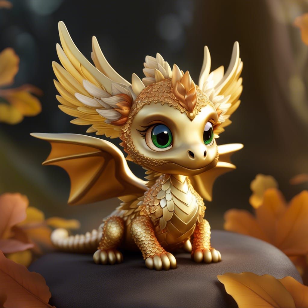 Baby Gold Dragon - AI Generated Artwork - NightCafe Creator