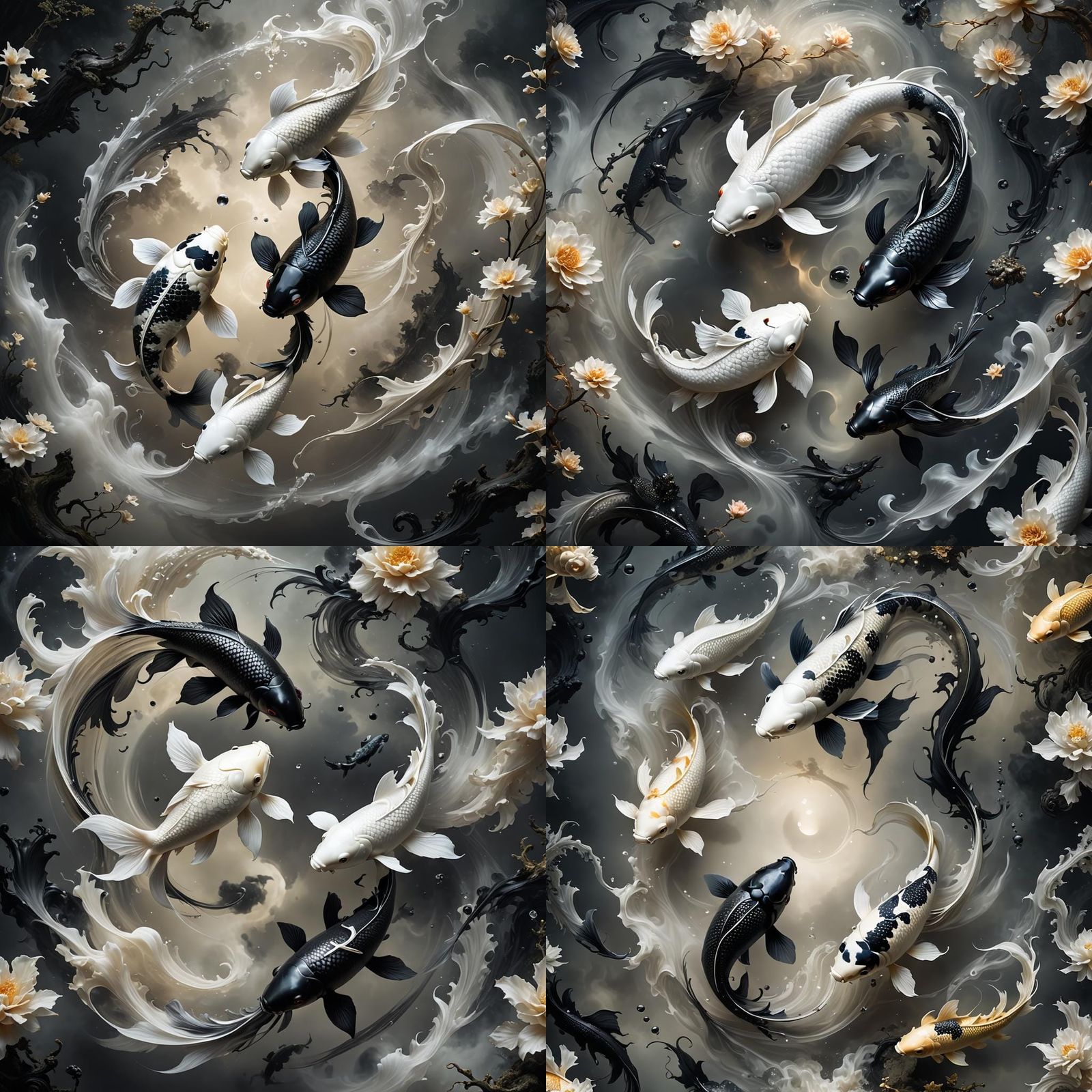 Black and White Koi