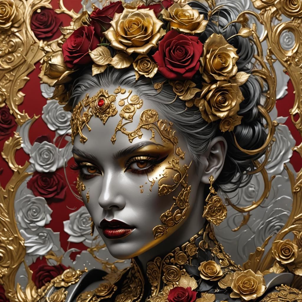 8hd, woman with painted gold