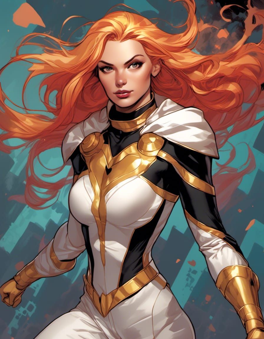 <lora:Gaming Artstyle:1.0> Character Portrait for Mutants & Masterminds, Marvel comics Art Style, Female Superhero, Ageless Beauty, Powerfu...