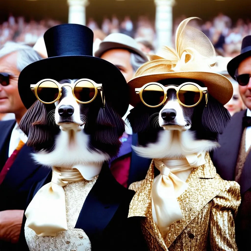 Parisian aristocratic dogs at the Longchamps races