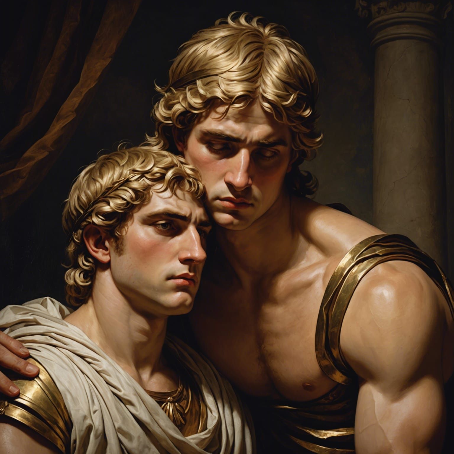 Achilles grieving Patroclus, a detail
