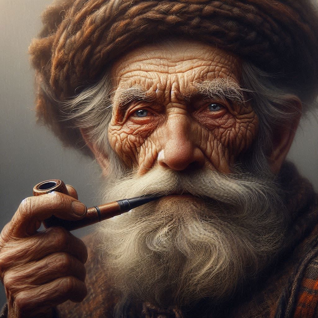 Old man smoking a pipe