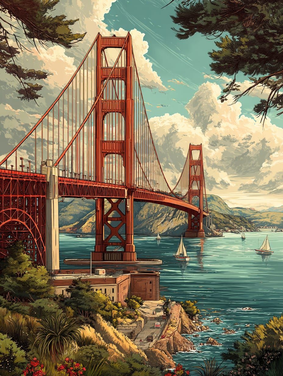 Retro Golden Gate Bridge