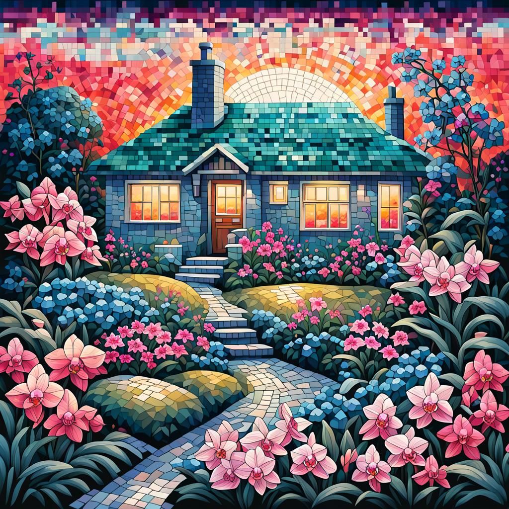 mosaic design like a medium resolution pixelated image of an...