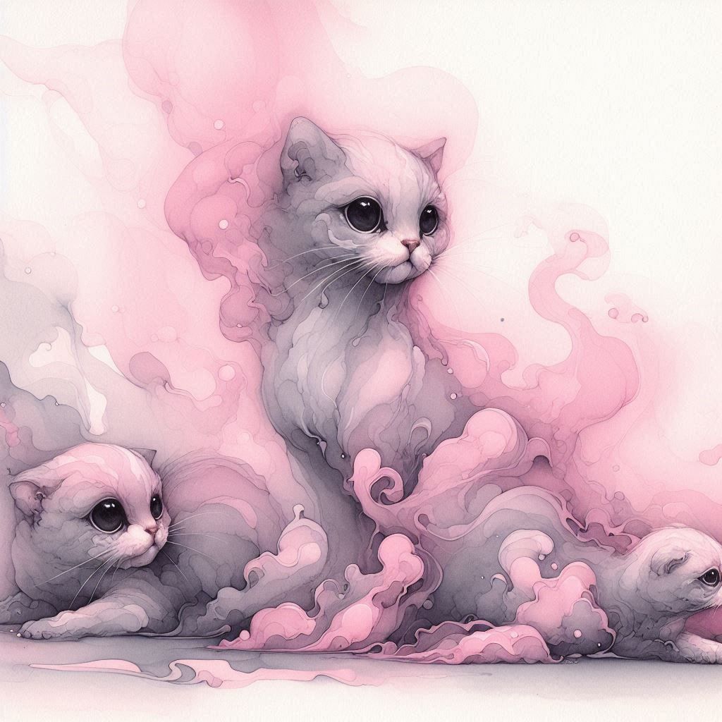 אני חתול מתוק בצבע וורוד אפור