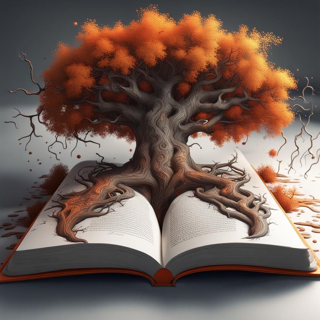 Tree Coming Out of a Book - AI Generated Artwork - NightCafe Creator