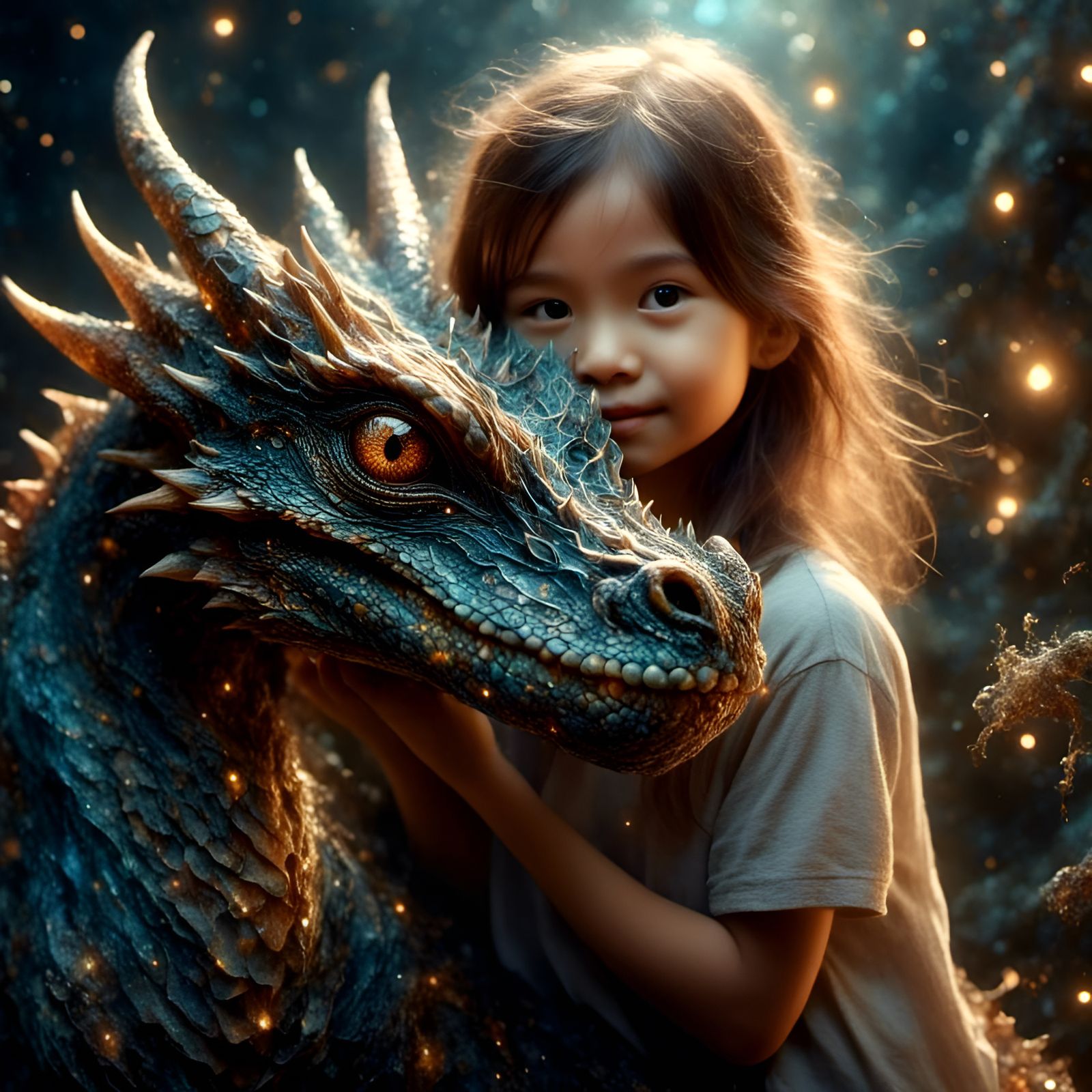 A girl and her dragon  by @Edana