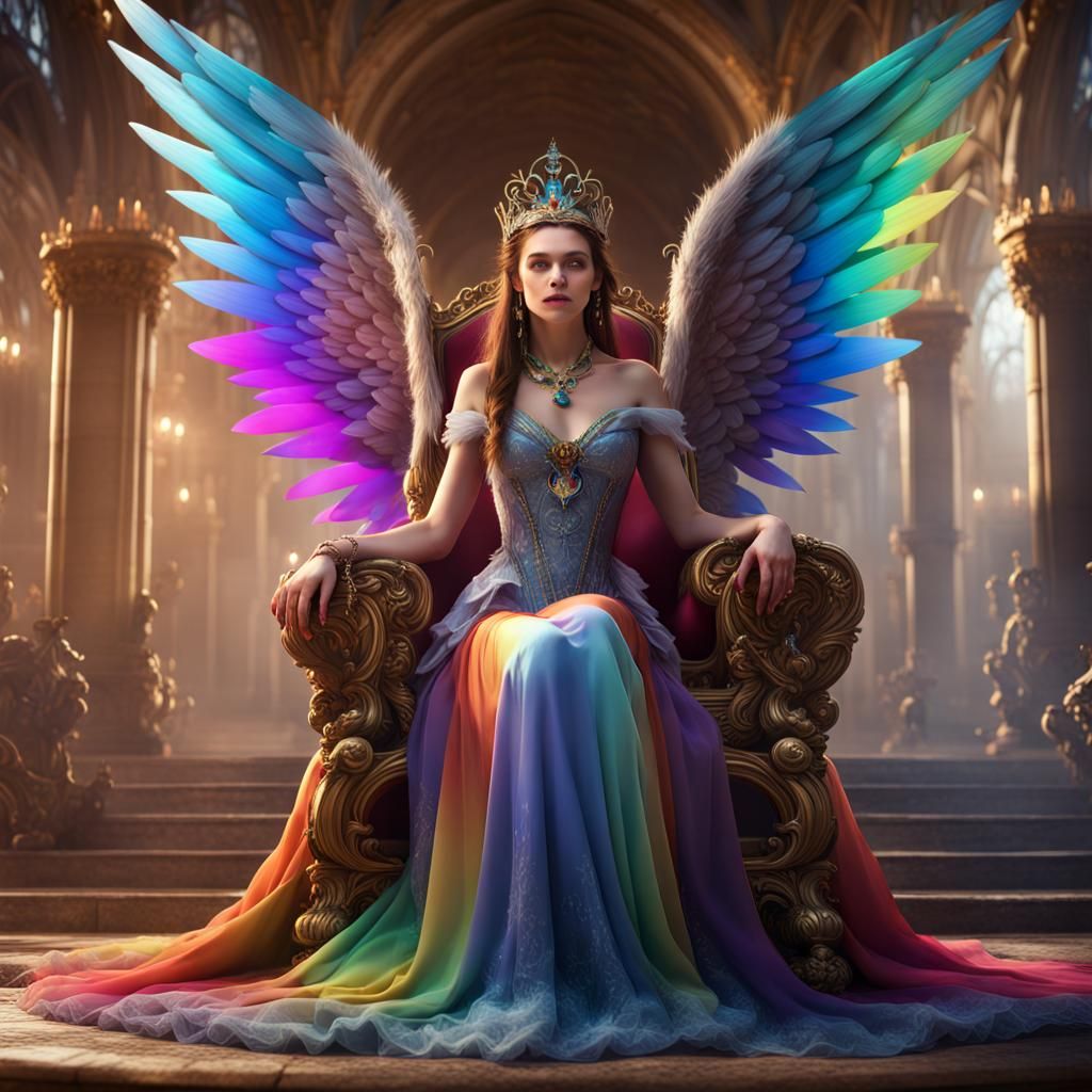 princesse with a beautiful tiara,  rainbow dress, beautiful ...