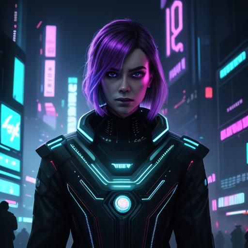 Female android, hyperdetailed, wires and lights on the andro...
