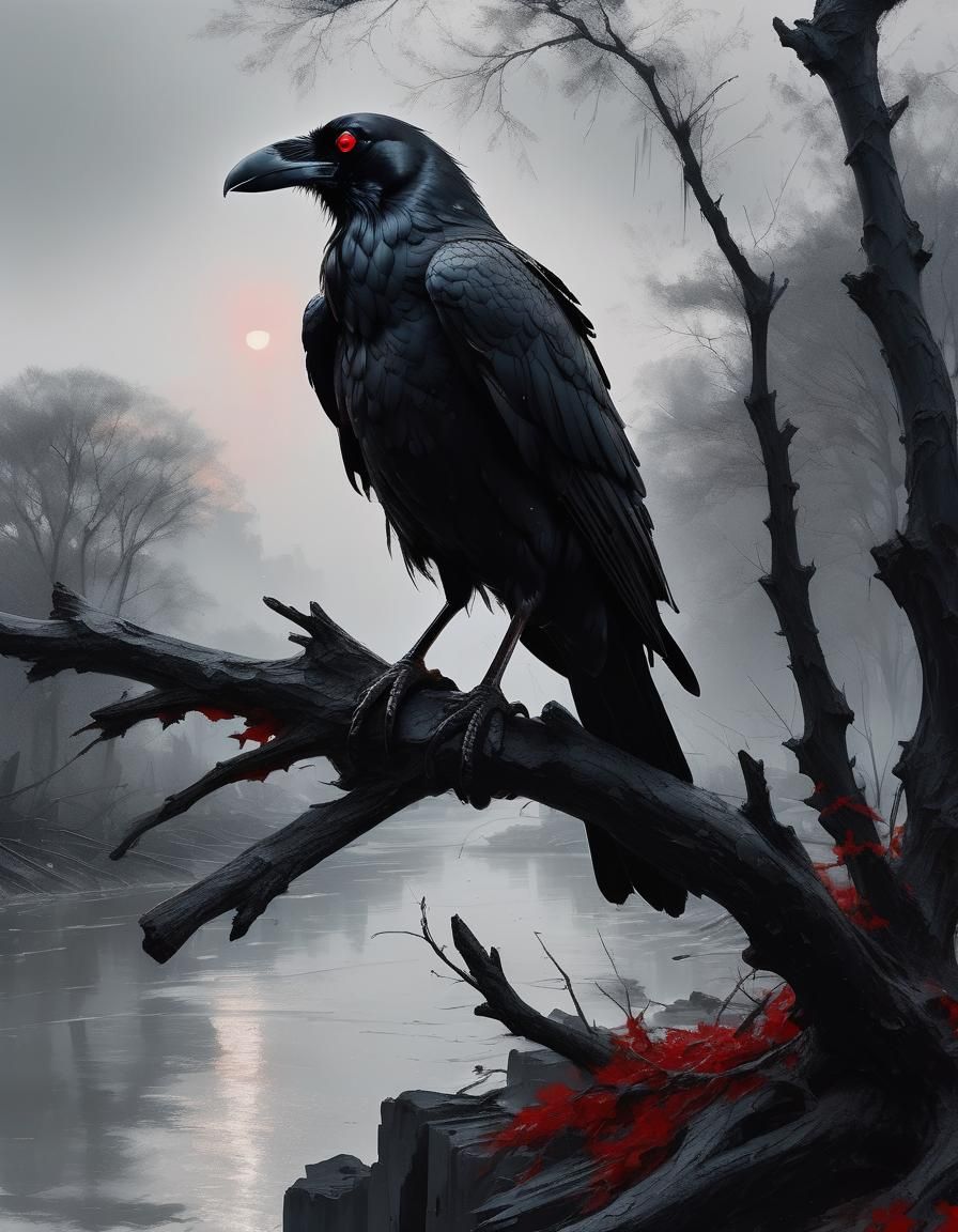 red eyed raven - AI Generated Artwork - NightCafe Creator