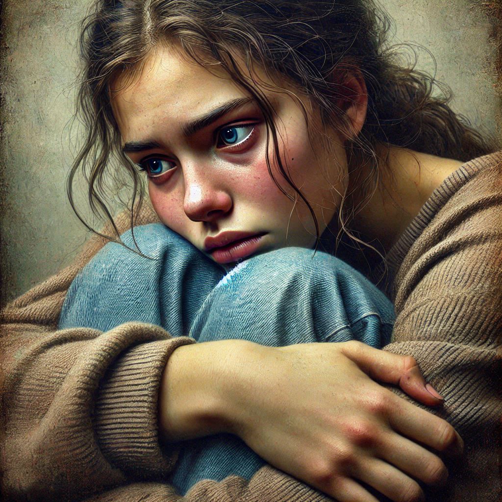 The sad young woman
