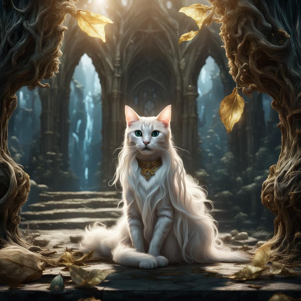 Cat dressed as Galadriel from lord of the rings - AI Generated Artwork ...