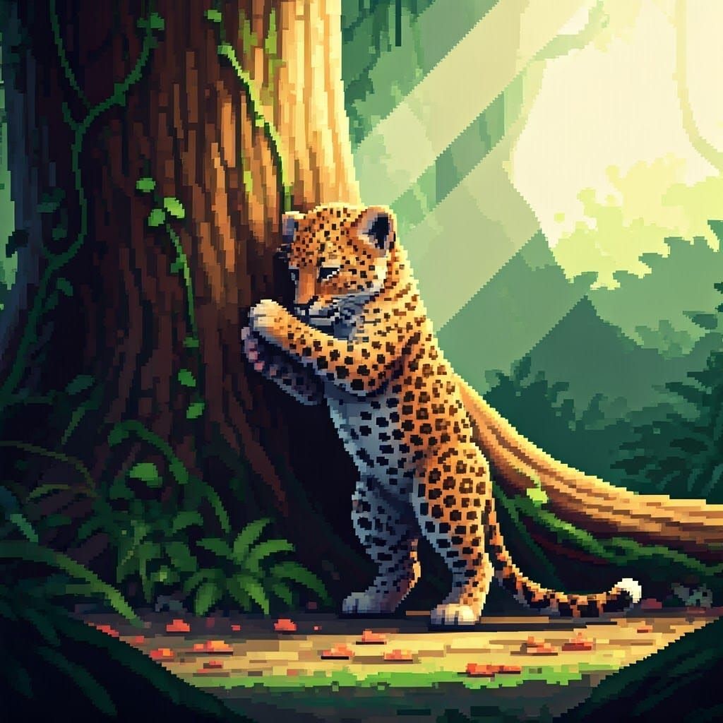 Pixel Leopard Cub