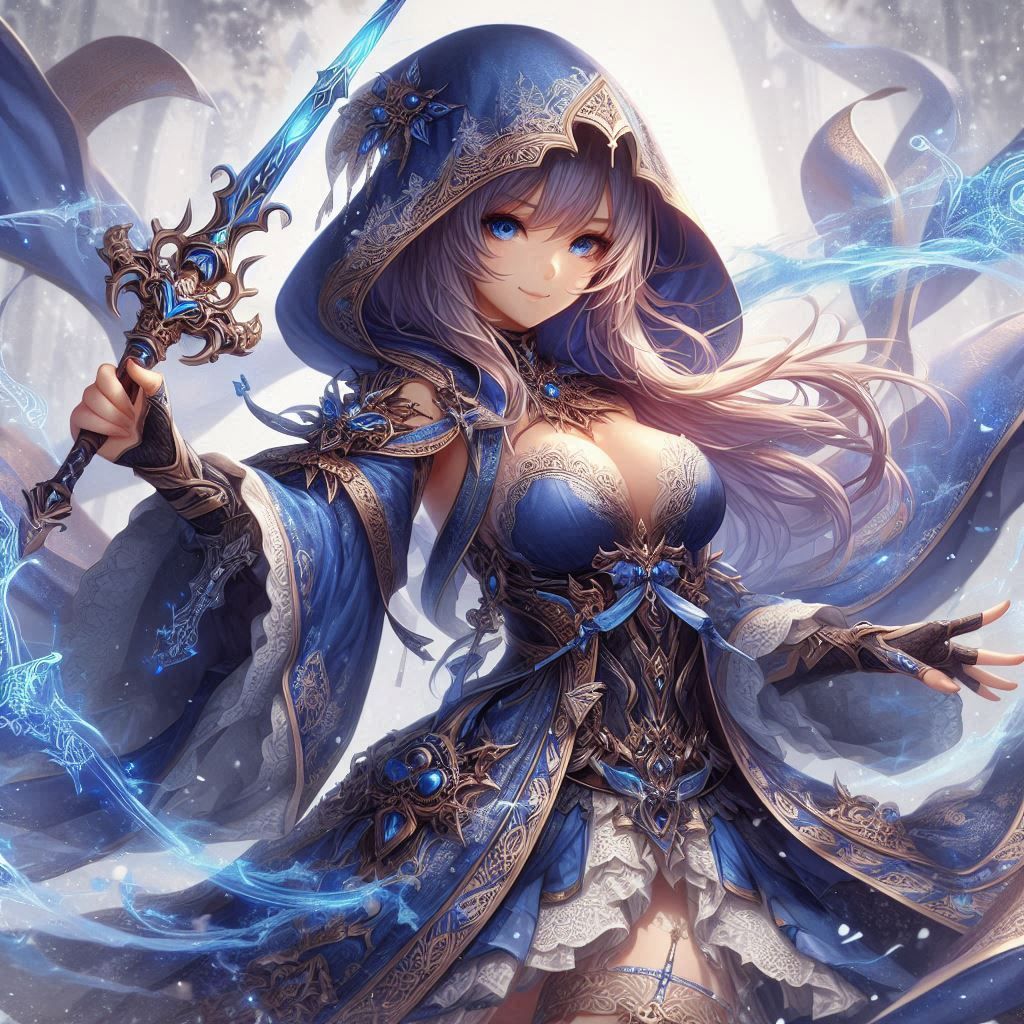 JP Anime ver. Blue Lady warrior by DALL-E 3 (03)