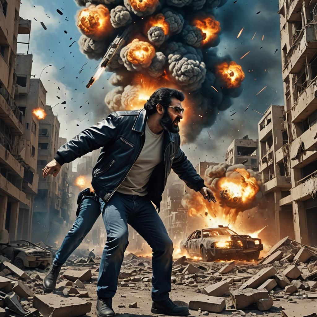 Futuristic City Under Attack with Incandescent Explosions