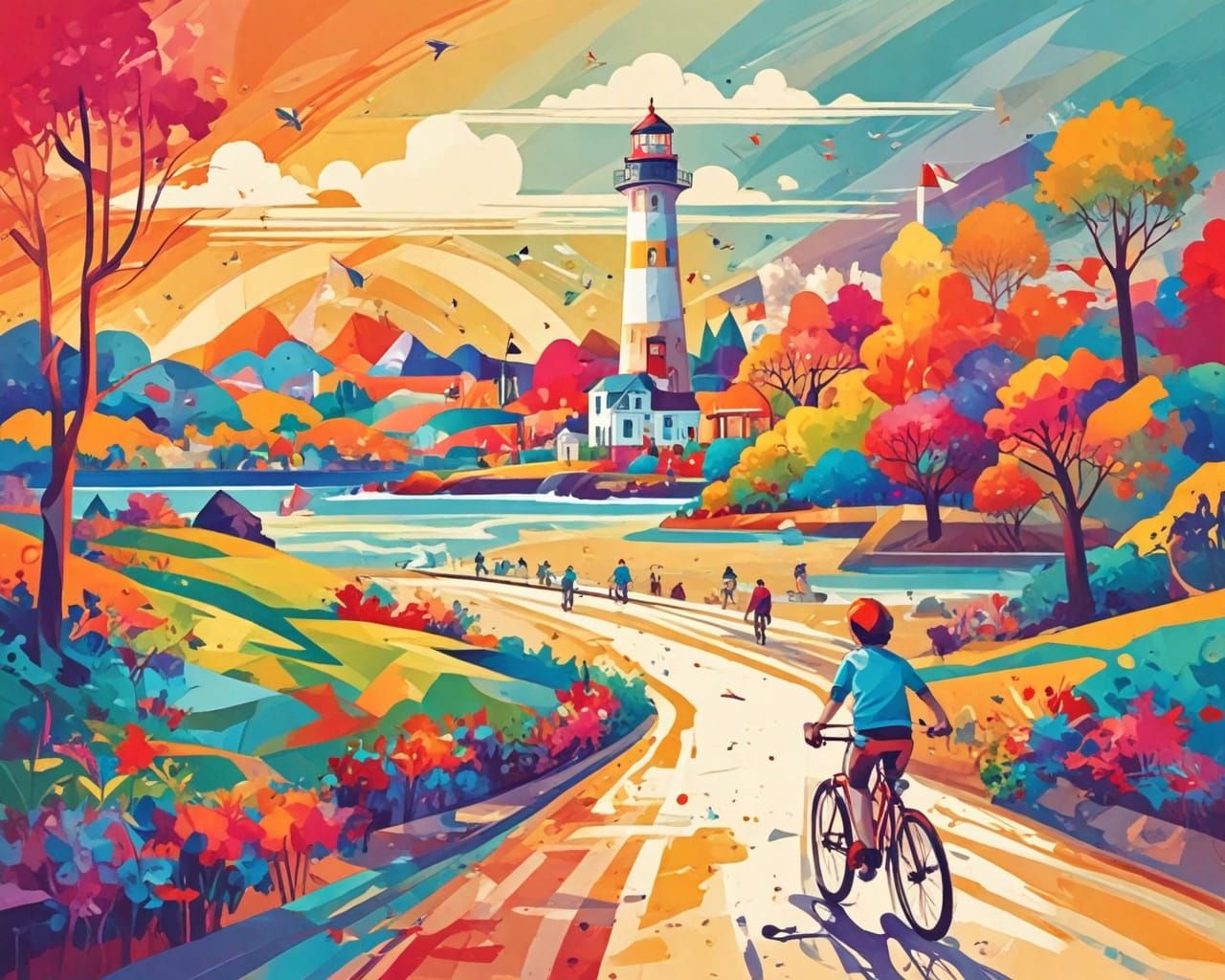 Lighthouse. Abstract scene.