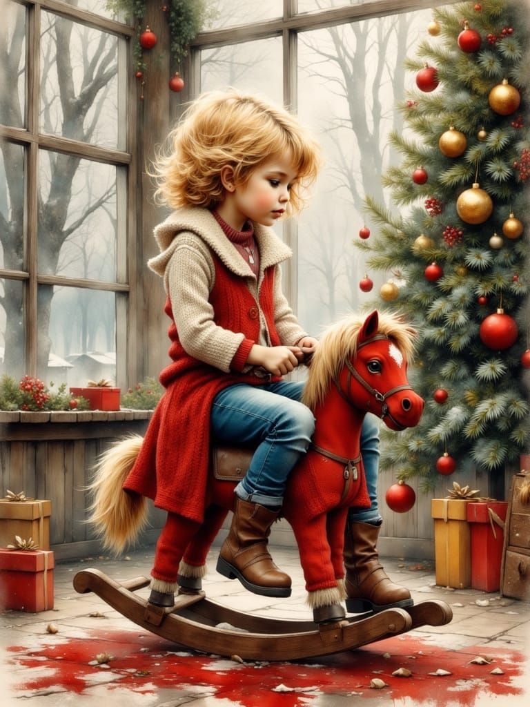 Child's Christmas Memory by Large Window