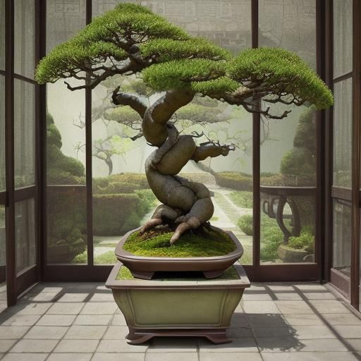 Bonsai Flower Stand in Surrealist Melting Style