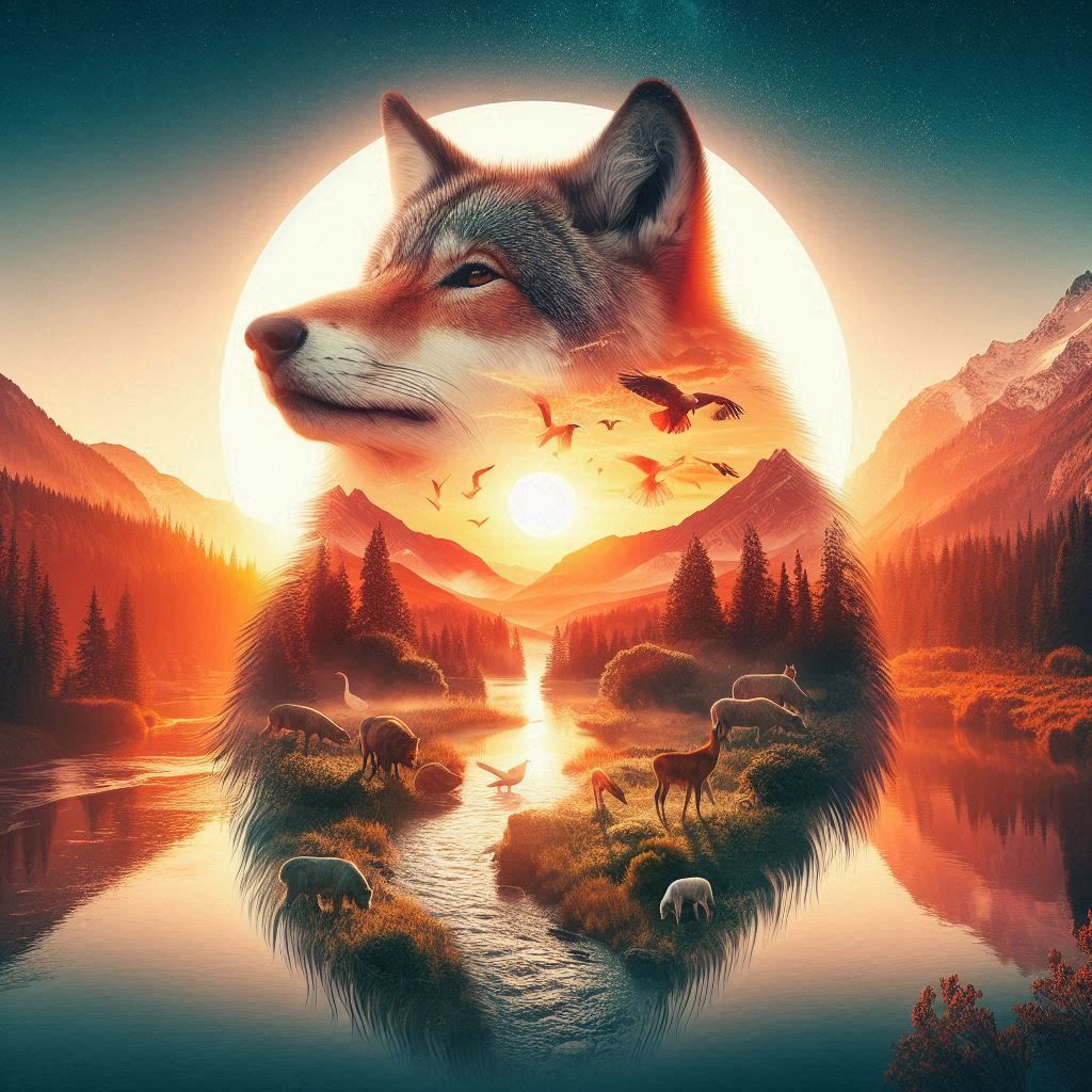 double exposure beautiful fantasy portrait landscape..