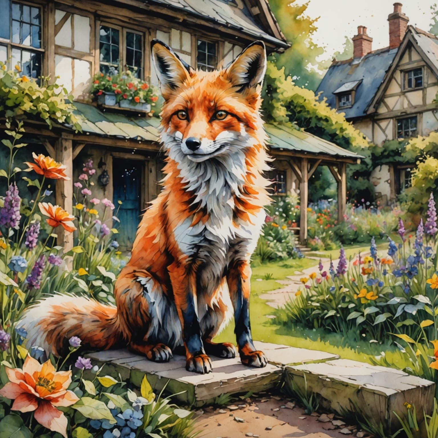Fox among the flowers