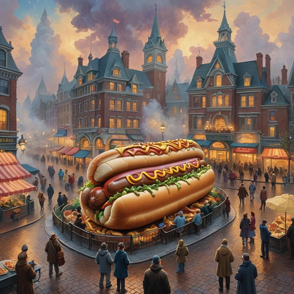 Giant hot dog in the town square.   by @Wildlife51