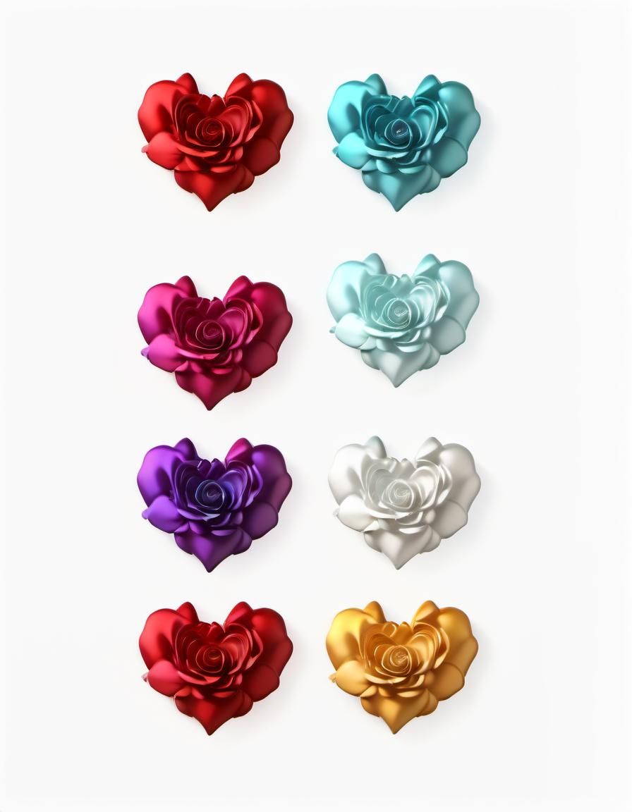 Maintain colors. 3d fancy decorative artistically designed hearts with