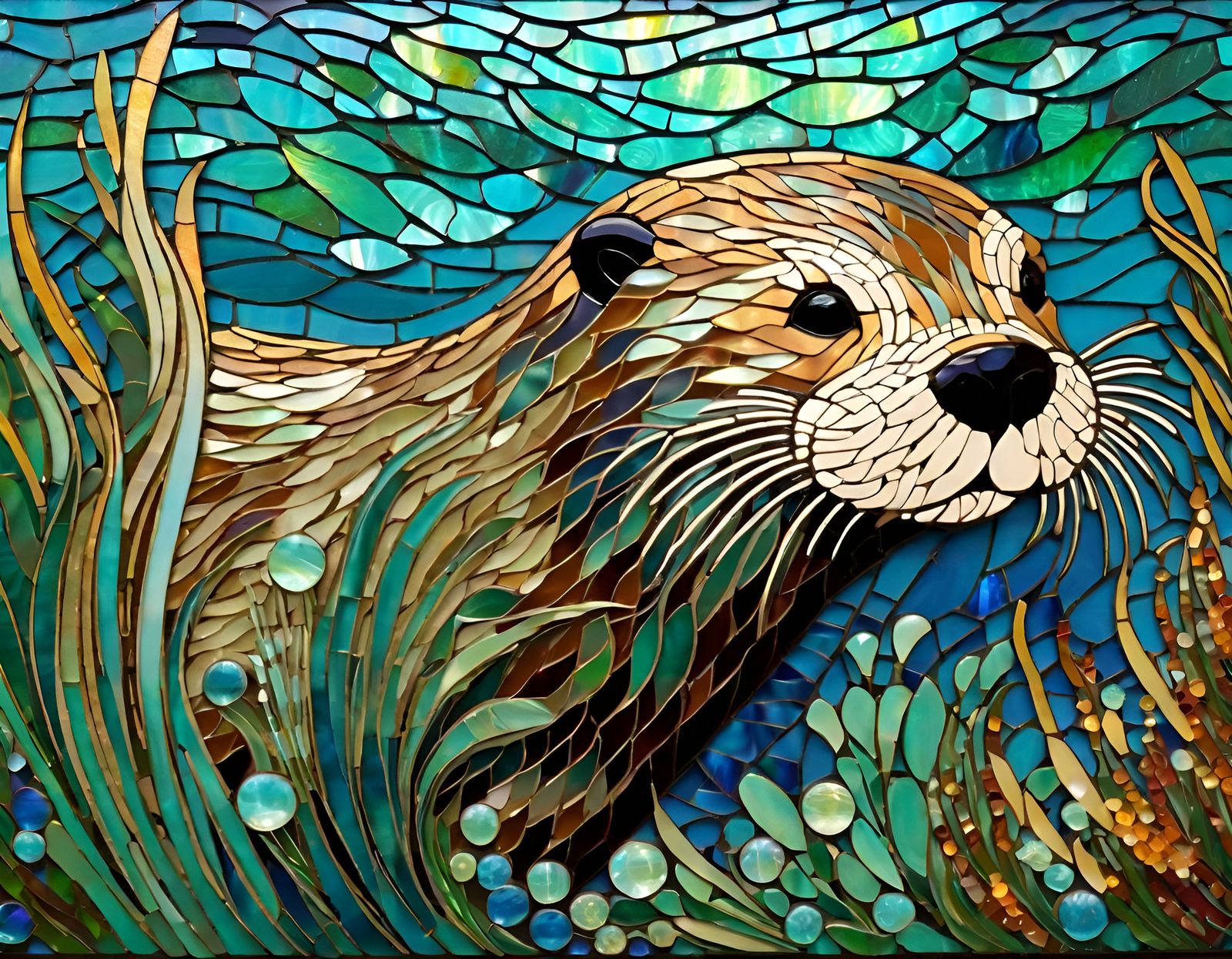 Sea otter playing in seaweed  by @DeeB