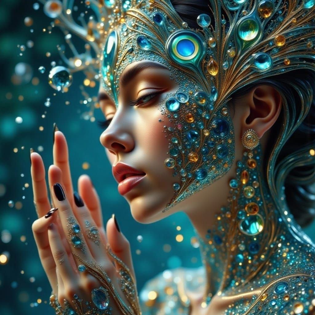 <lora:Crystal Glass Flux:1.0> <lora:PandoraBox:1.0> <lora:FiosArcaneCards:1.0> <lora:Radiant Portraiture:1.0> <lora:Holographic:1.0> <lora:F...