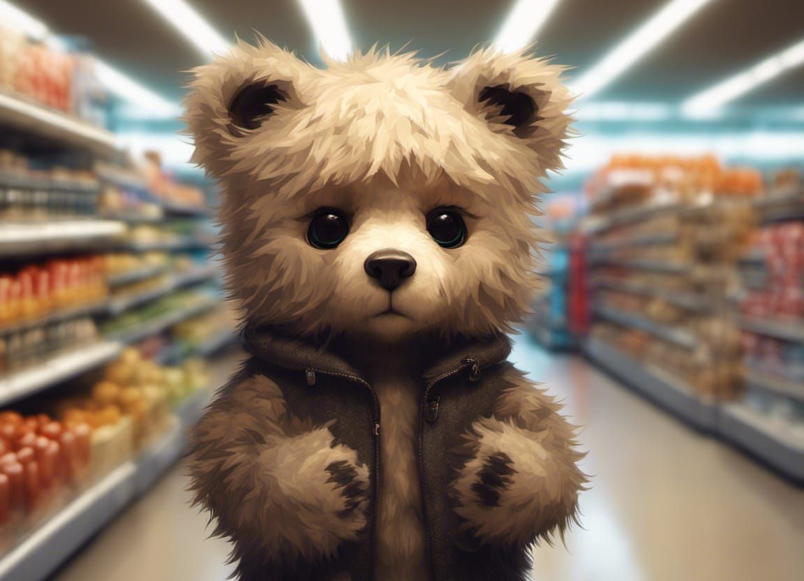 Teddy lost in supermarket