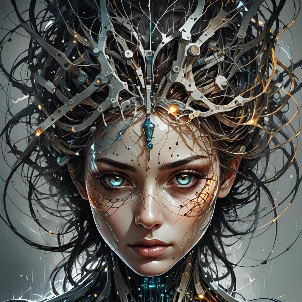 A stunning illustration of an ethereal neural network organi...