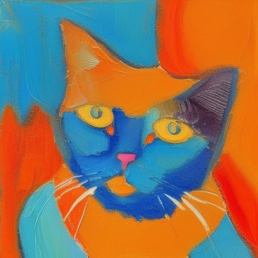 Blue and Orange cat in cherryland