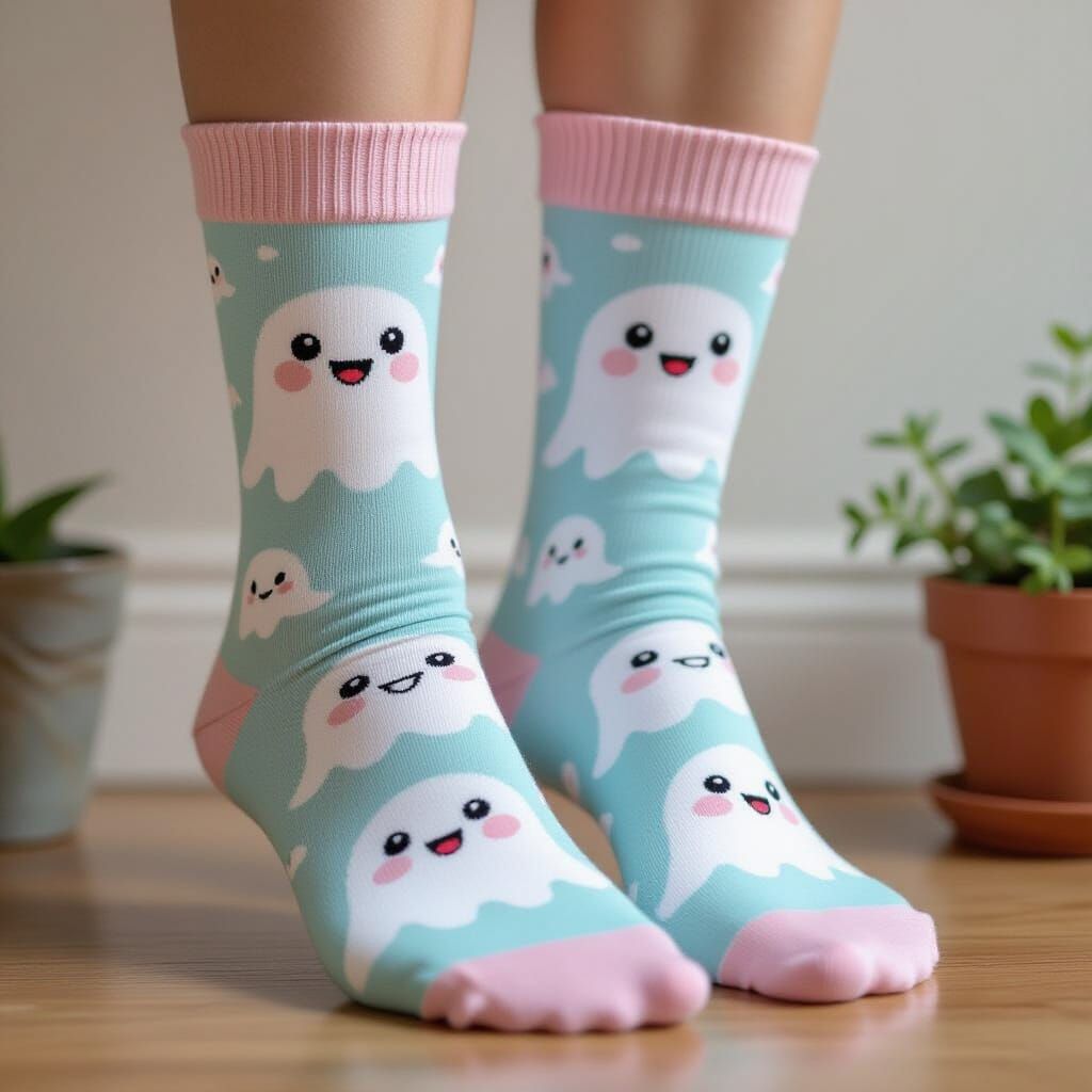 realistic socks with super cute ghost pattern  by @it is what it is