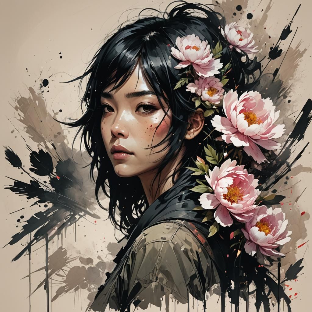 black hair professional portrait russ mills,digital illustration, jean_baptiste monge, speedpaint with ...  by @Alton