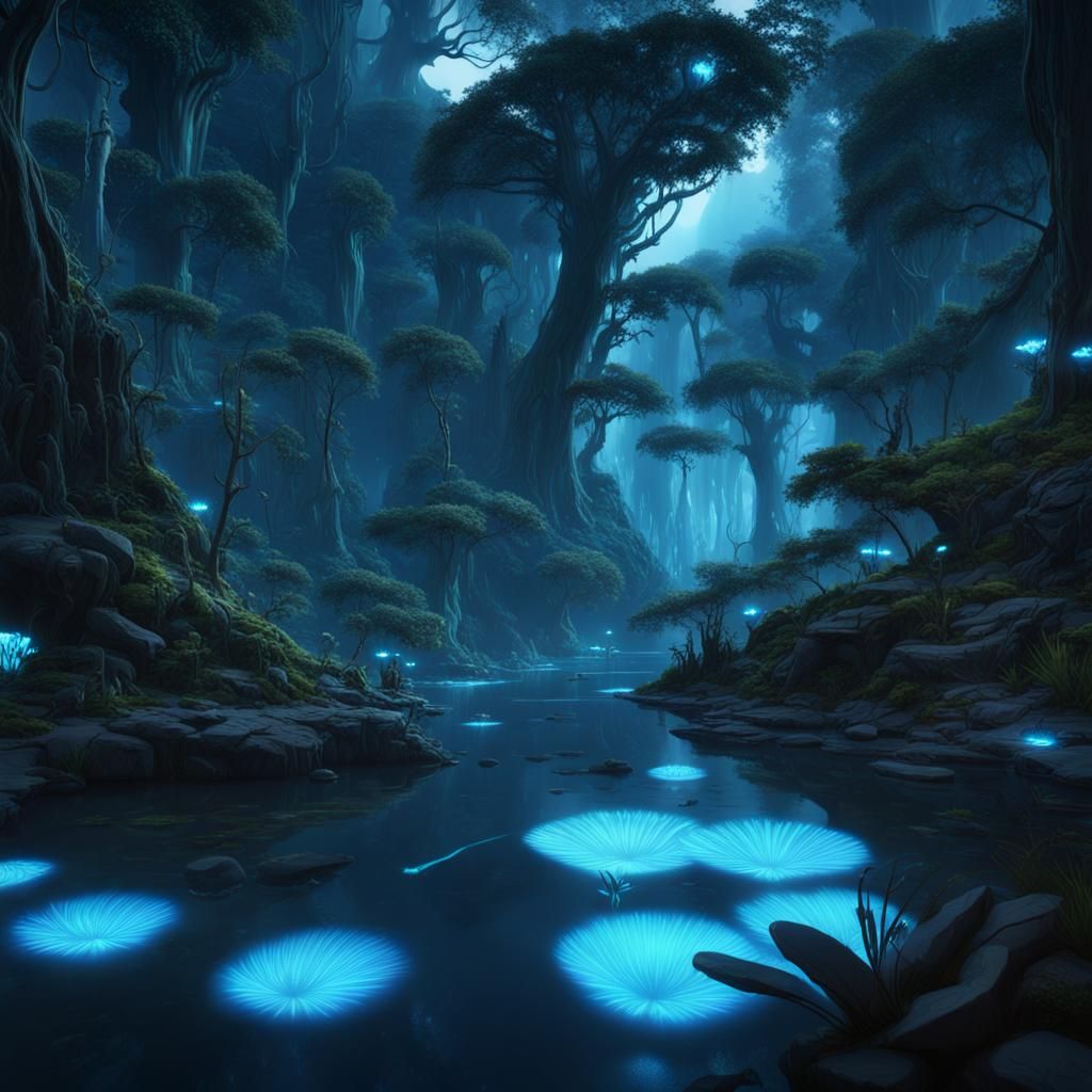 Bioluminescent Forest - AI Generated Artwork - NightCafe Creator