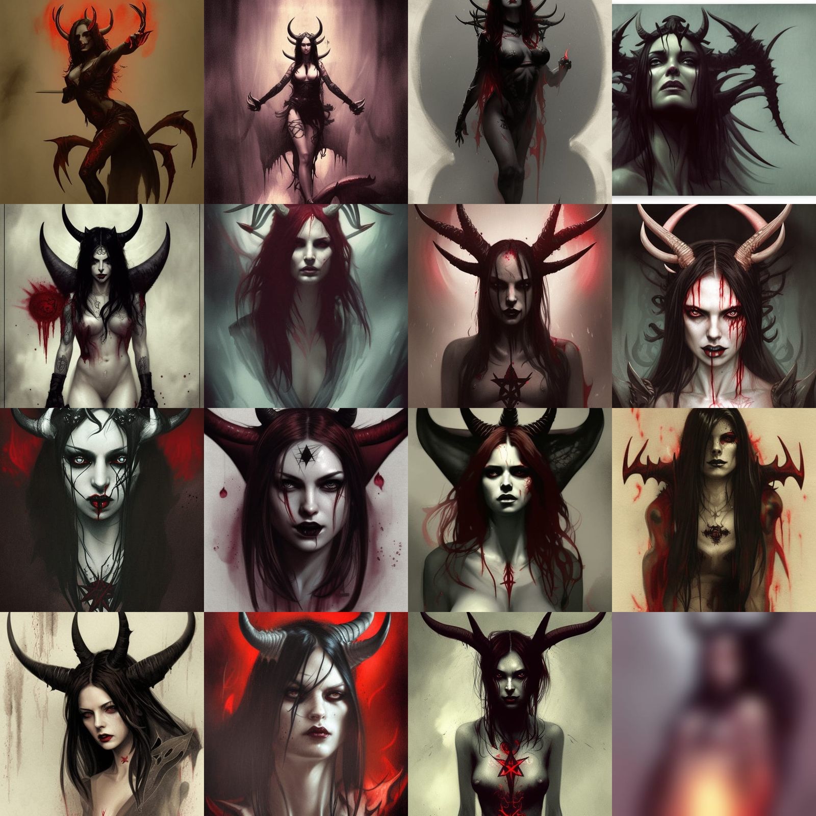 Devil Woman with Horns and tattoos, Raining Blood, Evil, Beautiful ...