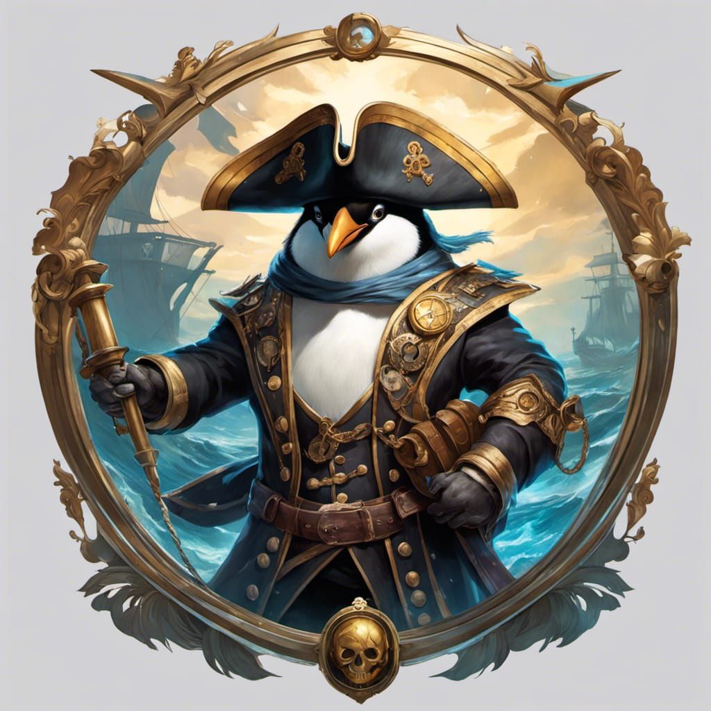 Pirate Penguin Beaky on his ship - AI Generated Artwork - NightCafe Creator